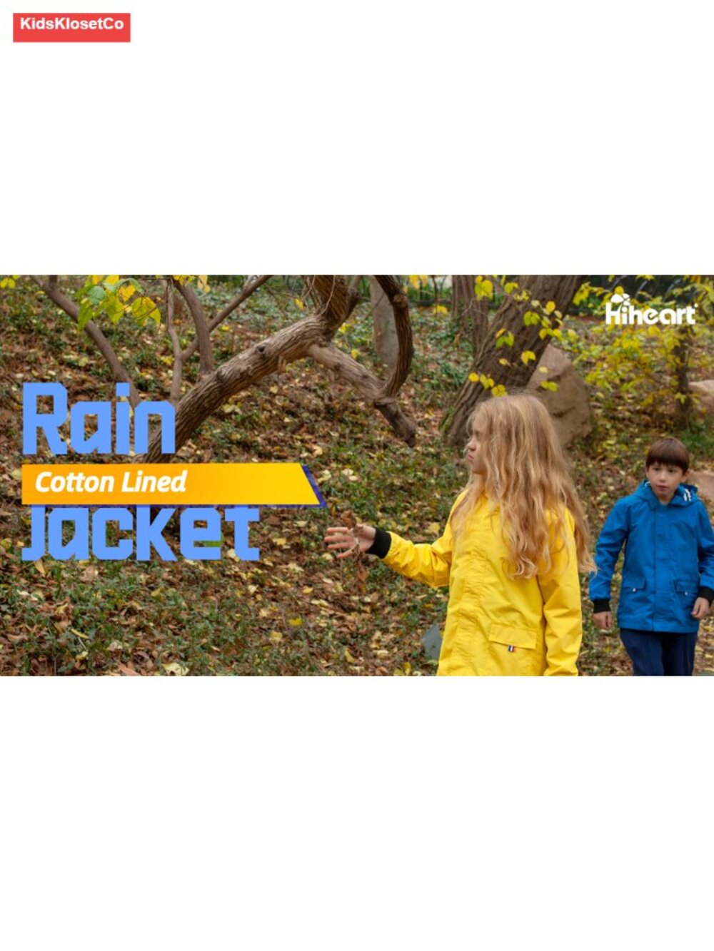 Kids Waterproof Cotton Lined Rain Jacket Hooded Lightweight Full Zip - Picture 6 of 6
